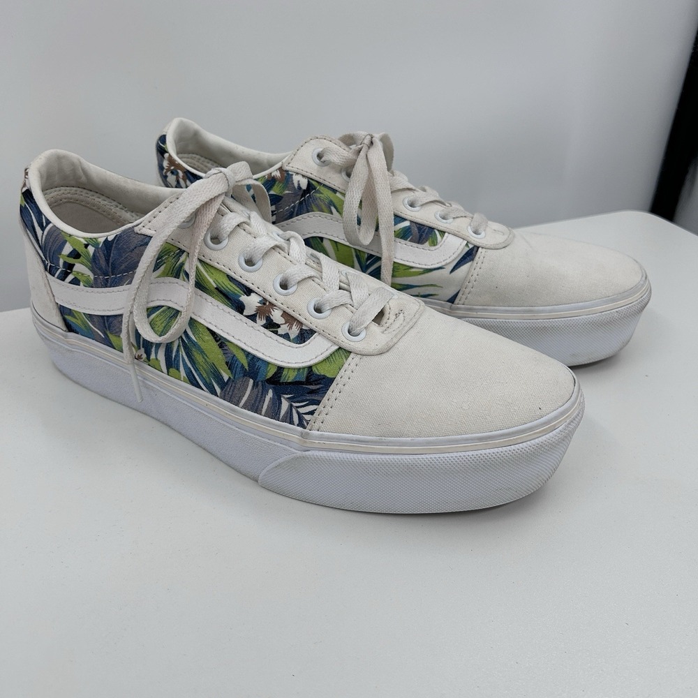 Vans Womens Ward‎ Platform Floral Low Top Shoes Size 10 Lace Up Casual